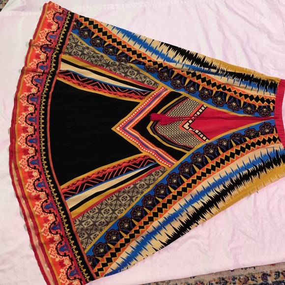 Flying Tomato Boho Aztec Mixed Print Pull On Maxi Length Skirt size M Womens - Picture 4 of 6